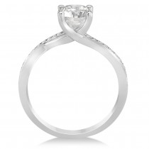 Diamond Accented Twisted Engagement Ring 14k White Gold (0.14ct)