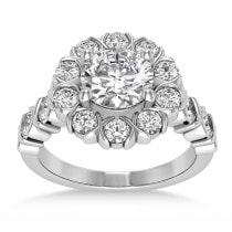 Diamond Petal Styled Engagement Ring Palladium (1.00ct)