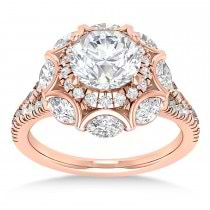 Diamond Accented Halo Engagement Ring 18k Rose Gold (0.92ct)