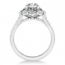 Diamond Accented Halo Engagement Ring 18k White Gold (0.92ct)