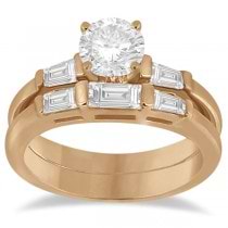 Diamond Baguette Engagement Ring & Wedding Band Set 14K Rose Gold (0.60ct)