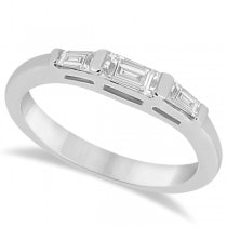 Three Stone Baguette Diamond Wedding Ring in 18K White Gold (0.40ct)