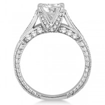 Antique Style Diamond Engagement Ring Setting 14k White Gold (0.40ct)