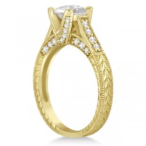 Antique Style Diamond Engagement Ring Setting 14k Yellow Gold (0.40ct)