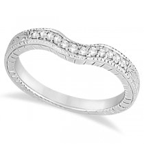 Antique Style Engagement Ring and Matching Wedding Band in 14k White Gold
