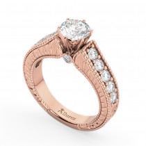 Vintage Diamond Engagement Ring Setting 14k Rose Gold (1.05ct)
