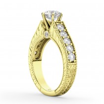 Vintage Diamond Engagement Ring Setting 14k Yellow Gold (1.05ct)