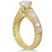 Vintage Diamond Pink Sapphire Engagement Ring 18k Yellow Gold (2.41ct)