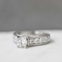 Antique Diamond Wedding & Engagement Ring Set 14k White Gold (3.15ct)