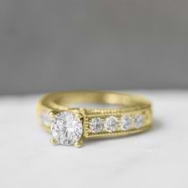 Antique Diamond Wedding & Engagement Ring Set 18k Yellow Gold (3.15ct)