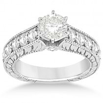 Antique Diamond Wedding & Engagement Ring Set 14k White Gold (2.15ct)