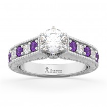 Vintage Diamond & Amethyst Engagement Ring Setting in Palladium (1.35ct)