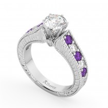 Vintage Diamond & Amethyst Engagement Ring Setting in Palladium (1.35ct)