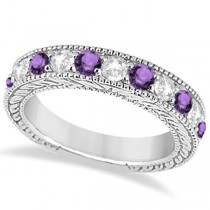 Antique Diamond & Amethyst Wedding & Engagement Ring Set Platinum (2.75ct)