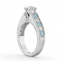 Vintage Diamond & Aquamarine Engagement Ring Setting in Palladium (1.35ct)