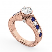 Vintage Diamond and Sapphire Engagement Ring 14k Rose Gold (1.41ct)