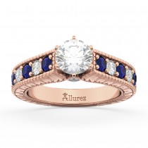 Vintage Diamond and Sapphire Engagement Ring 18k Rose Gold (1.41ct)