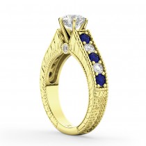 Vintage Diamond and Sapphire Engagement Ring 18k Yellow Gold (1.41ct)