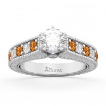 Vintage Diamond & Citrine Engagement Ring Setting in Palladium (1.35ct)
