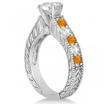 Antique Diamond & Citrine Wedding & Engagement Ring Set Platinum (2.75ct)