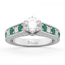 Vintage Diamond & Emerald Engagement Ring Setting Palladium (1.23ct)