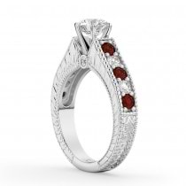 Vintage Diamond & Garnet Engagement Ring Setting in Palladium (1.35ct)
