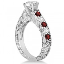 Antique Diamond & Garnet Wedding & Engagement Ring Set Platinum (2.75ct)