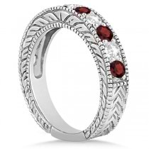 Antique Diamond & Garnet Wedding & Engagement Ring Set Platinum (2.75ct)