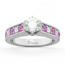 Vintage Diamond & Pink Sapphire Engagement Ring in Platinum (1.41ct)