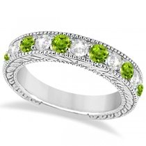 Antique Diamond & Peridot Wedding & Engagement Ring Set Platinum (2.75ct)