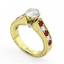 Vintage Diamond & Ruby Engagement Ring in 18k Yellow Gold (1.35ct)