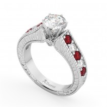Vintage Diamond & Ruby Engagement Ring Setting in Palladium (1.35ct)
