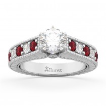 Vintage Diamond & Ruby Engagement Ring Setting in Platinum (1.35ct)