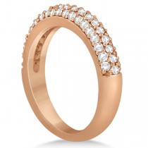 Three Row Half-Eternity Diamond Bridal Set in 14k Rose Gold (1.59ct)