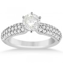 Three Row Half-Eternity Diamond Bridal Set in 14k White Gold (1.59ct)