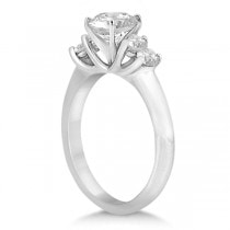 Five Stone Diamond Bridal Set Ring and Band in 18k White Gold (0.90ct)