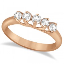 Five Stone Diamond Wedding Band For Women 14k Rose Gold (0.50ct)