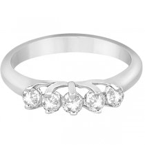 Five Stone Diamond Wedding Band For Women 18k White Gold (0.50ct)