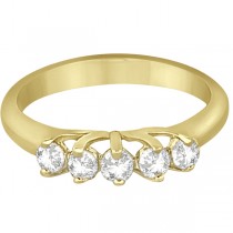 Five Stone Diamond Wedding Band For Women 18k Yellow Gold (0.50ct)