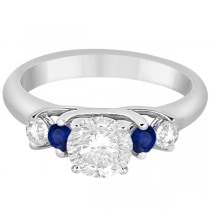 Five Stone Diamond and Sapphire Engagement Ring 14k White Gold (0.50ct)