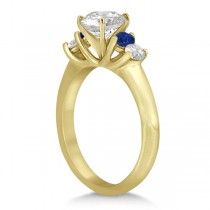 Five Stone Diamond and Sapphire Engagement Ring 14k Yellow Gold (0.50ct)
