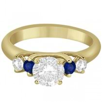 Five Stone Diamond and Sapphire Engagement Ring 18k Yellow Gold (0.50ct)