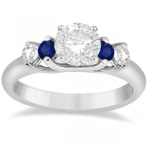 Five Stone Diamond and Sapphire Engagement Ring Palladium (0.50ct)