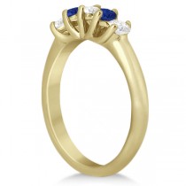 Five Stone Diamond and Sapphire Bridal Ring Set 14k Yellow Gold (1.10ct)