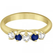 Five Stone Diamond and Sapphire Wedding Band 14kt Yellow Gold (0.60ct)