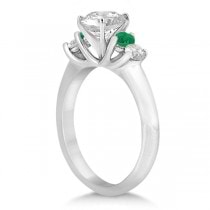 Five Stone Diamond and Emerald Engagement Ring 14k White Gold (0.44ct)