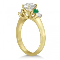 Five Stone Diamond and Emerald Engagement Ring 18k Yellow Gold (0.44ct)