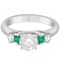 Five Stone Diamond and Emerald Engagement Ring Palladium (0.44ct)