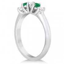 Five Stone Diamond and Emerald Bridal Ring Set Platinum (0.98ct)