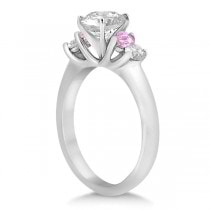 Five Stone Diamond & Pink Sapphire Engagement Ring 18k WHT Gold, 0.50ct